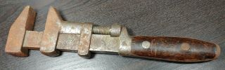 Antique Railroad Pipe Wrench Tool Ps & W Co.  Wood Adjustable Peck Stow & Wilcox
