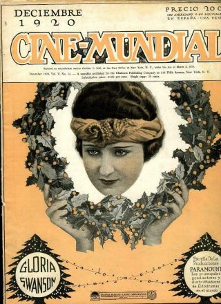 Gloria Swanson Harold Lloyd Shirley Mason Etc " Cine Mundial " Us/spanish Mag 1920