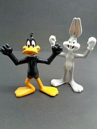 Vintage Daffy Duck & Bugs Bunny Toy Pvc Figures Warner Bros.  Looney Tunes 1991