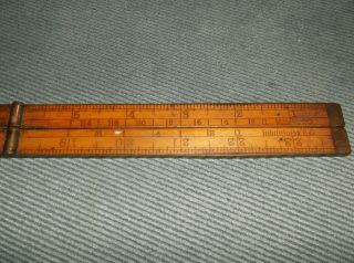 Antique Upson Nut Co.  Double Sided Wooden Folding Ruler W Brass Hinges 24 Inches
