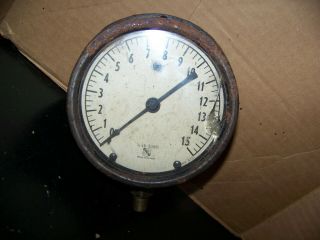 Vintage Ashcroft Pressure Gauge - 1850 Usa - 15 Psi - 5 3/4 " Diameter - 2 " Deep