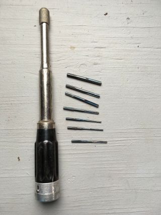 Vintage Goodell Pratt Push Drill 7 Bits 10 Inches
