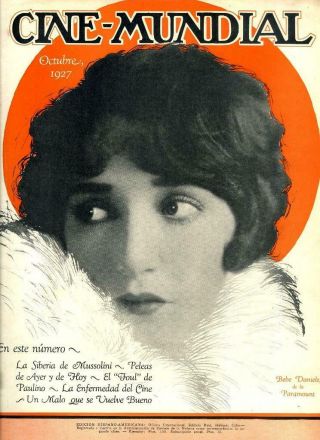 Vintage Bebe Daniels Thelma Todd Olive Borden " Cine Mundial " Us/spanish Mag 1927