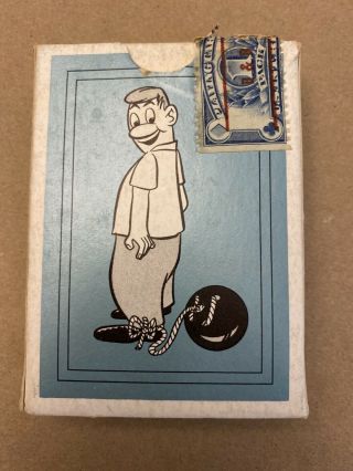 Vintage 1950’s “bowl - Up " Playing Cards 52 Hilarious Cartoons W/ Box