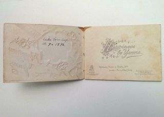 Antique 1890 ' s Raphael Tuck Booklet HAPPINESS BE YOURS Embossed Cover No.  5706 2