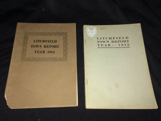 1914 & 1915 Litchfield (connecticut) Town Report Booklets Antique Ephemera