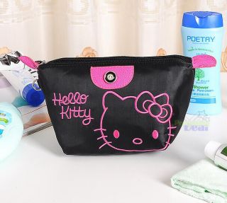 Cute Hello Kitty Pencil Pen Case Cosmetic Makeup Bag Accessory Organizer Black