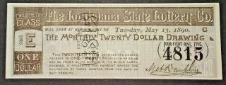 1890 The Louisiana State Lottery 20th Class E - Orleans $1