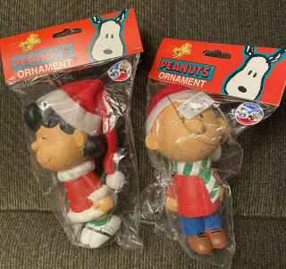 Peanuts 50th Anniv Lucy & Charlie Brown Christmas Ornaments - Kurt Adler.