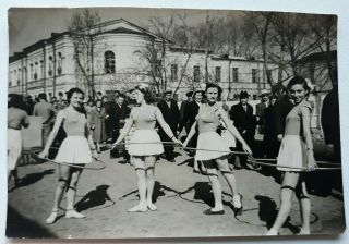 Sexy Girls Gymnasts Swimsuit Skirts May 1st Show Ussr Vintage Photo 50s
