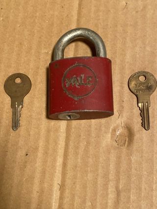 Vintage Red Yale Padlock With Keys