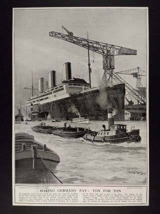 1921 Rms Majestic At Hamburg Oscar Parkes Art Page Clipping