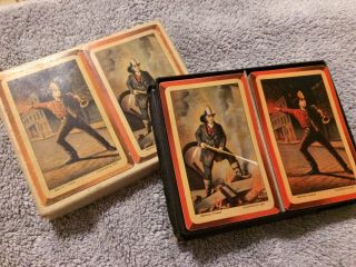 Vintage 2 Deck Currier & Ives Western Publishing Playing Cards C1930s 52/52,  J