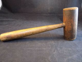 Vintage Oak Wooden Mallet Non Marring Hammer 11 " Long,  5 " Across 2 " Around