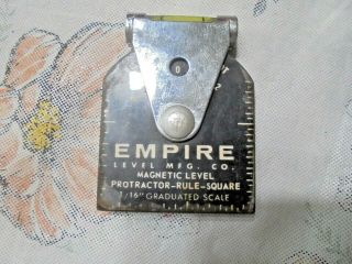 Vintage Empire Level Mfg Co.  Usa Magnetic Level,  Protractor - Rule - Square