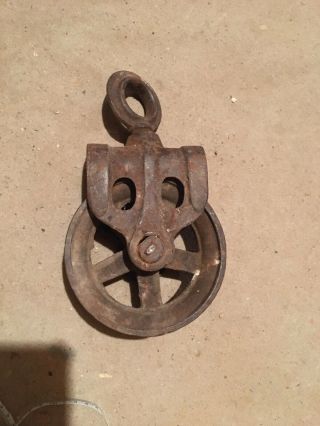 Antique Cast Iron Metal Pulley Barn Hay Carrier Ships