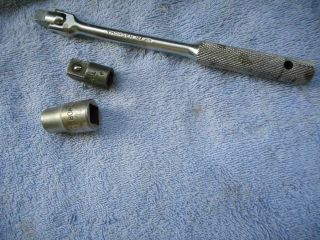 Vintage Thorsen Usa 3/8 Drive Breaker Bar With 3/8 To 1/2 Adapter