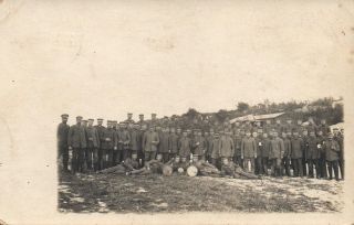 1917 Group Of Wwi German Army Soldiers Military Photo Postcard Possibly A Band