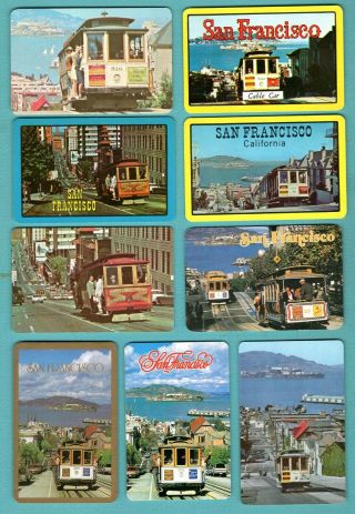 9 Single Swap Playing Cards Old Cable Cards San Francisco Souvenirs Railways