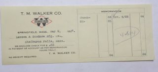 1927 Lamson Goodnow T M Walker Co Springfield Ma Memo Ephemera L903e