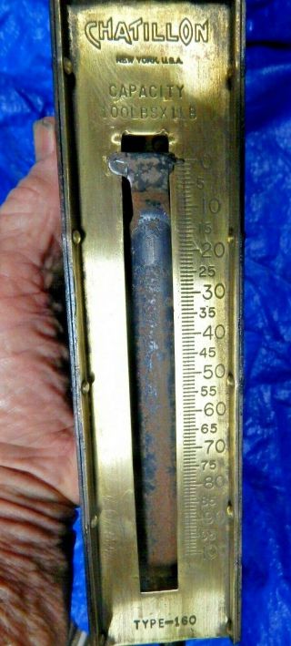 Vintage Chatillon Type 160 Spring Scale 100 Lbs Capacity Brass Face & Cast Iron