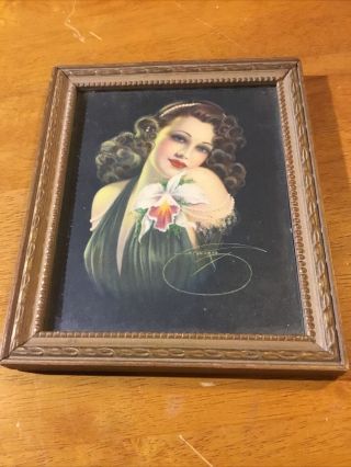 Vintage 1940s Billy Devorss Art Deco Pin - Up Print Risque Flapper Blonde Beauty