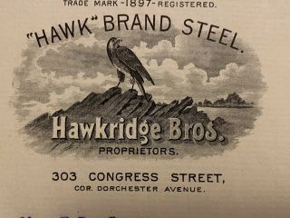 Antique 1904 Hawkridge Bros STEEL Letterhead Invoice Boston Mass Vintage 2