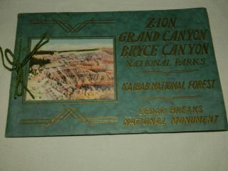Zion & Bryce Canyon National Parks Kaibab Cedar Breaks Photo Booklet 1936 Era