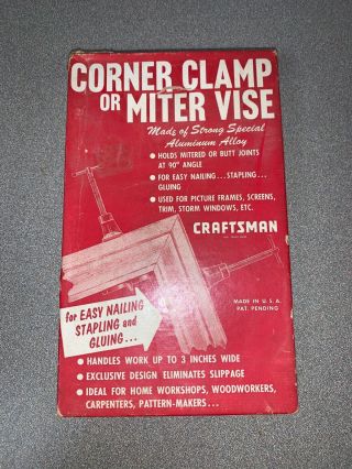 Vintage Craftsman Corner Clamp Or Miter Vise - Box,  Made In The Usa