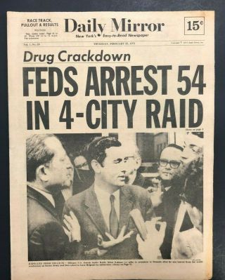 1971 Feb 25 Ny Daily Mirror Newspaper Drug Crackdown/4 - City Raid Pgs 1 - 32 D