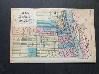 1860s Albany Ny Map Magnus Color Print Civil War Era Stationery York L@@k