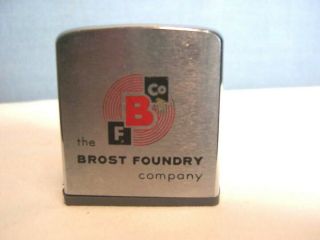 Vintage Zippo Tape Measure Brost Foundry Co.  Cleveland Ohio Advertising Logo Guc