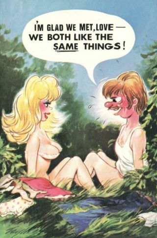 Comic Rude Risque Bamforth Sexy Lovers Like The Same Things Postcard - As