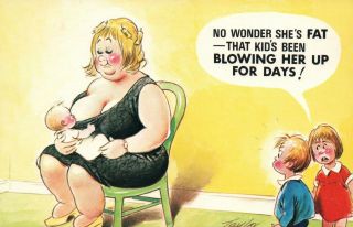 Comic Rude Risque Bamforth Kids Think Breastfeeding Is Blowing Up Lady Postcard