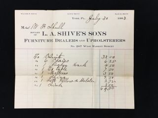 1903 Invoice L A Shive 