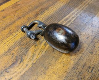 Antique Tools Pulley Black Walnut Brass Vintage Marine Block & Tackle Set ☆usa