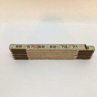 Vintage Lufkin Red End Solid Wood & Brass 72 " Extension Ruler X46 6 Foot Folding