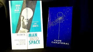 2 Brochures Man Into Space: Cape Canaveral,  Atlantic Missile Range,  Fl 1963
