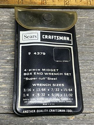 Vintage Craftsman 4 Piece Midget Box End Wrench Set With Case 3