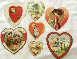 Girl In Locket.  Fashion Lady,  Boy Cupid Soldiers,  Sit On Wood Fence Seven Cards
