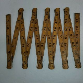 Vintage Oxwall Wooden Folding Ruler 6 Ft (72 ") Measure Made In Usa Vintage Tool