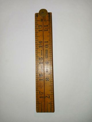 Vintage Antique Stanley Wood Folding Ruler Tape Measure 24in 24 " Inch No.  68