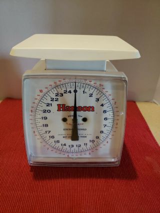 Vintage Hanson Utility Kitchen Scale 25 Lb Capacity Usa,  General Household Use.
