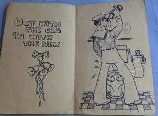 1944 Royal Navy Happy Year Greeting Card Military Out With The Old