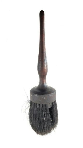 Antique Horsehair Paint Brush With Wooden Handle - Missing Some Bristles