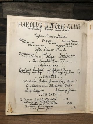 Vintage Harold ' s Supper Club Restaurant Menu (Beaver Dam,  Wisconsin) Lake Menu 3