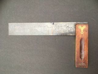 Vintage 10 " Stanley No.  20 Try Square With Wooden Handle