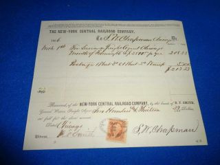 1866 The York Central Railroad Co.  Receipt W/revenue Stamps
