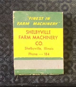 Vintage Oliver Tractor Sales & Service Matchbook Shelbyville,  Illinois Phone 184