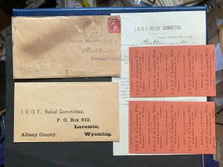 1895 Laramie Wyoming Ioof Odd Fellows Envelope,  Letter,  10 Tickets L@@k